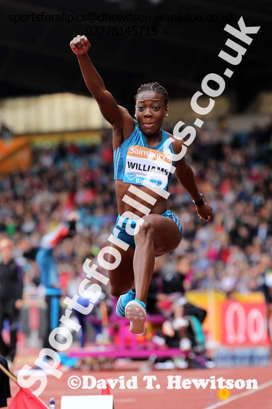 Kimberly Williams in the womens triple jump at the Sainsbury's Birmingham Grand Prix. Photos: David T. Hewitson/Sports for All Pics